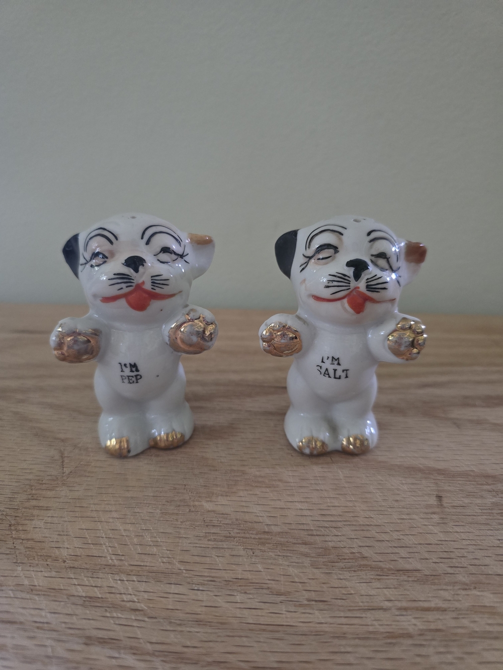 Vintage mid-century ceramic Bonzo the Dog salt and pepper shakers